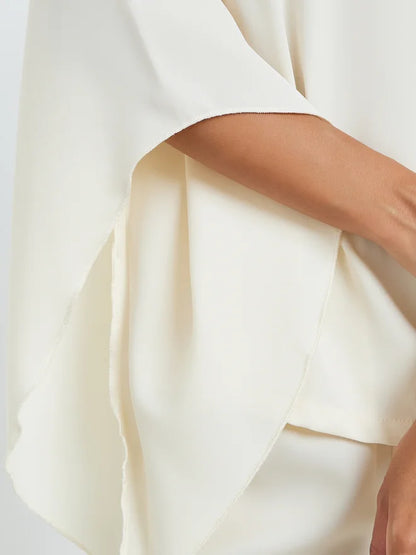 Ensemble haut et pantalon Styli crème à manches évasées
