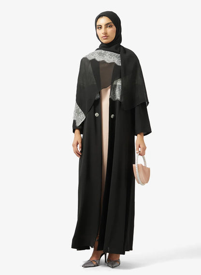 Abaya with Lace Trim