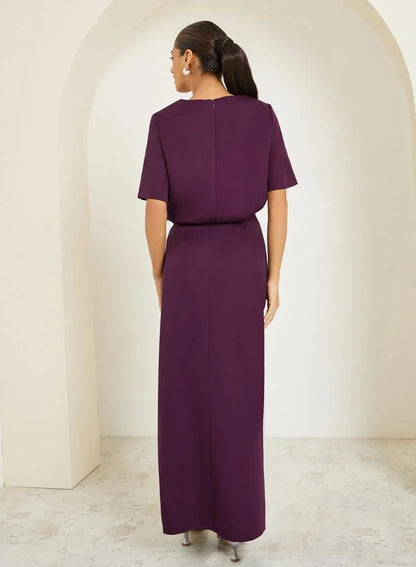 Ensemble jupe et haut violet orné pour femme