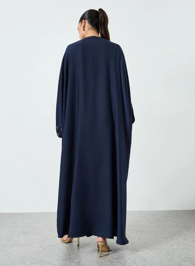 Navy Blue Embellished Abaya and Dress Set