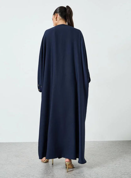 Navy Blue Embellished Abaya and Dress Set