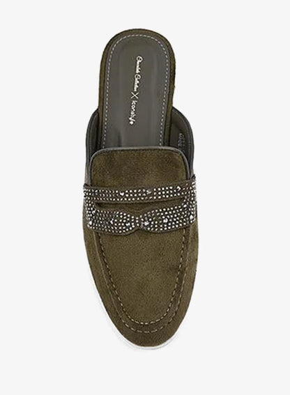 Mocassins mules en daim pour femmes