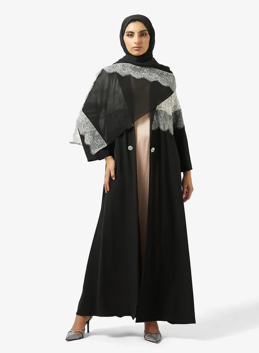 Abaya with Lace Trim