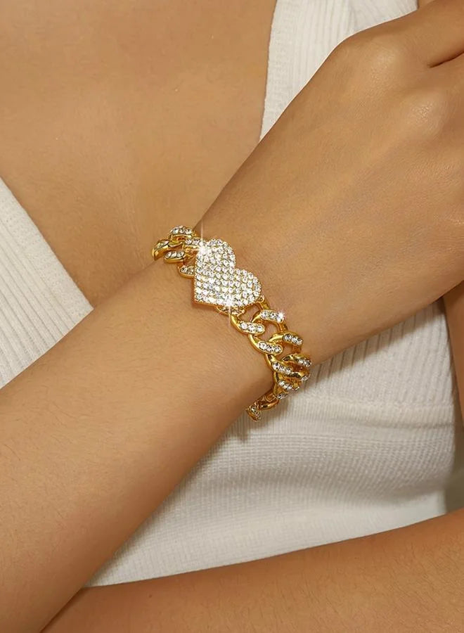 Bracelet à maillons en forme de cœur orné d'or