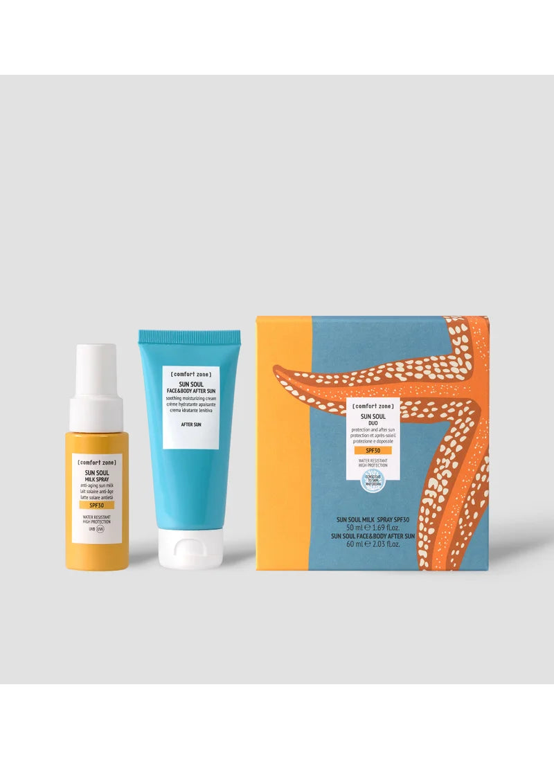 Kit Duo Sun Soul : Spray solaire Sun Soul SPF 30 50 ml, Après-soleil visage et corps Sun Soul 60 ml, Économisez 33 %