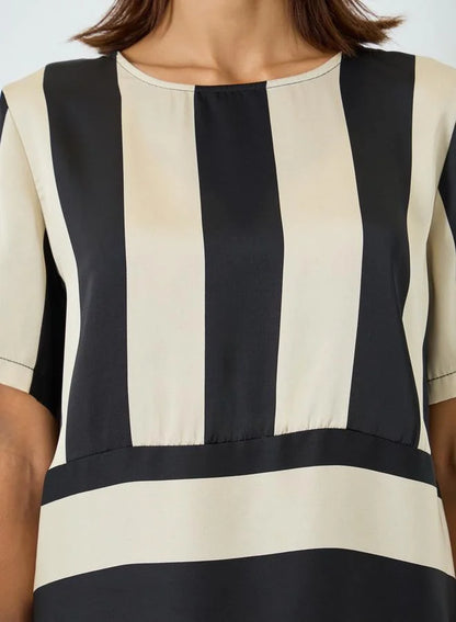 Ensemble haut et pantalon rayé à col rond pour femme