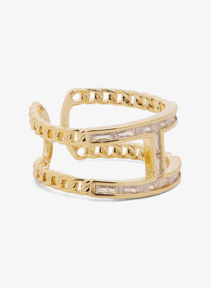 Bague ornée de strass et de diamants