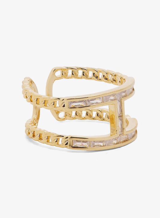 Bague ornée de strass et de diamants