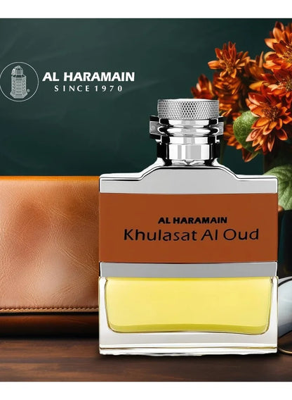 Al Haramain Khulasat Al Oudh Eau de Parfum 100ml | Leather & Oud Men’s Perfume | Long-Lasting Oriental Fragrance